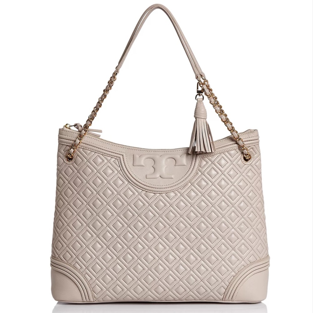 Tory Burch Fleming Diamond Quilted Leather Tote Shoulder Bag